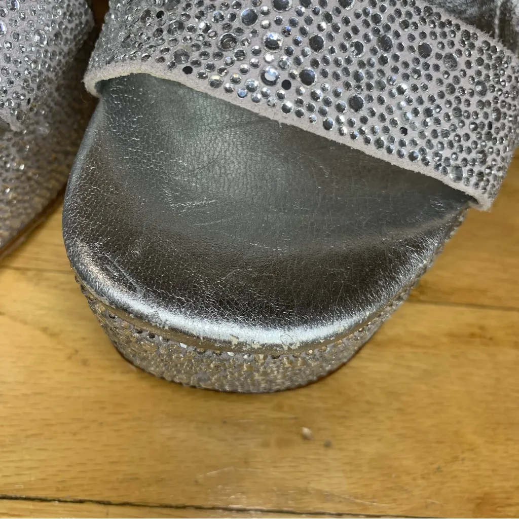 Larroude Dolly Crystal Platform Heels in Grey and Crystal - Image 8