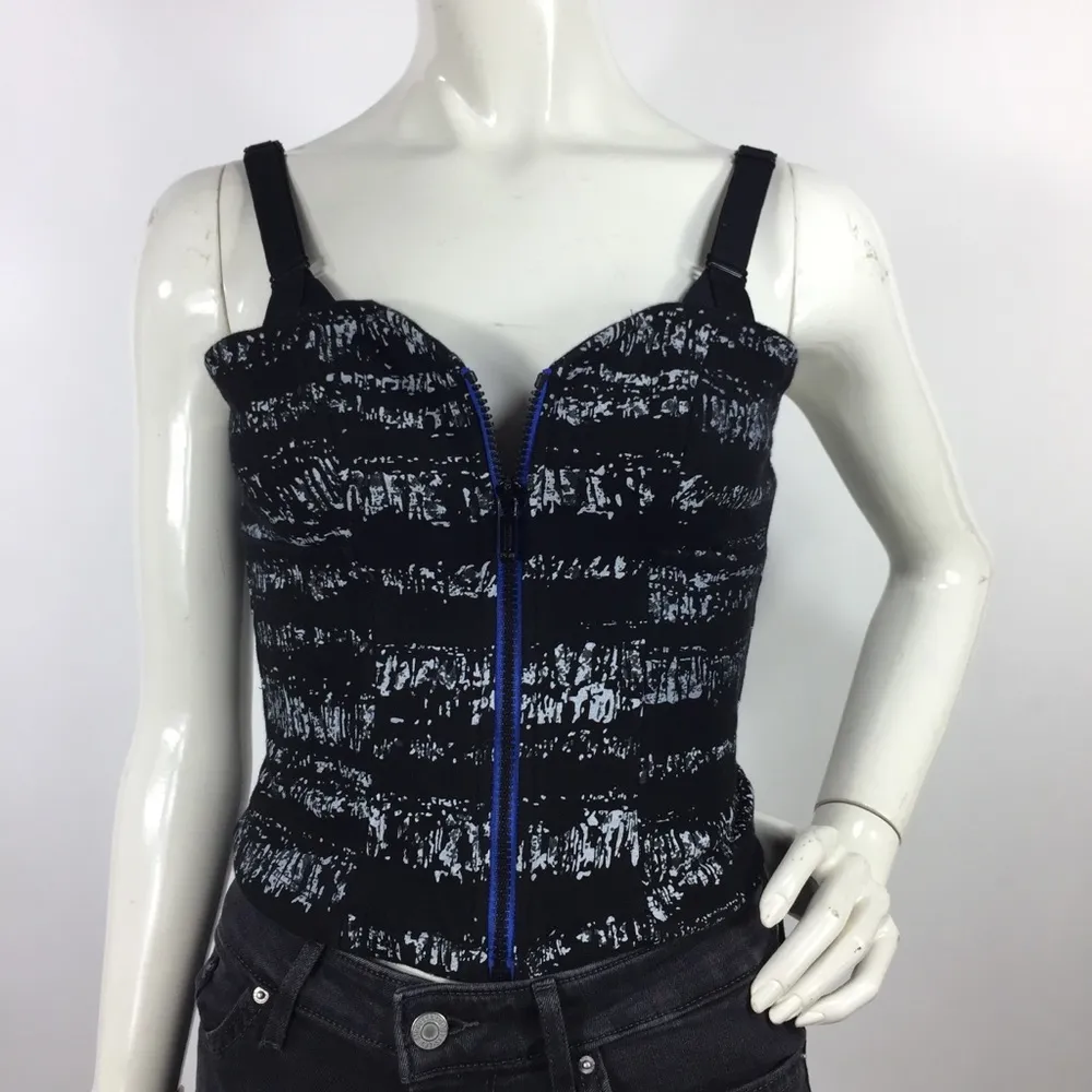 PH8 by Bebe Zip Bustier Active Top Size S Printed Black Y2K - Image 9