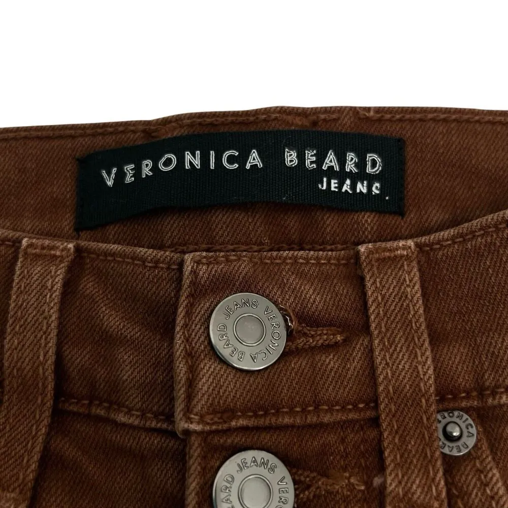 Veronica Beard Maera High Rise Brown Skinny Jeans Button Fly Brown Stone Size 24 - Image 7