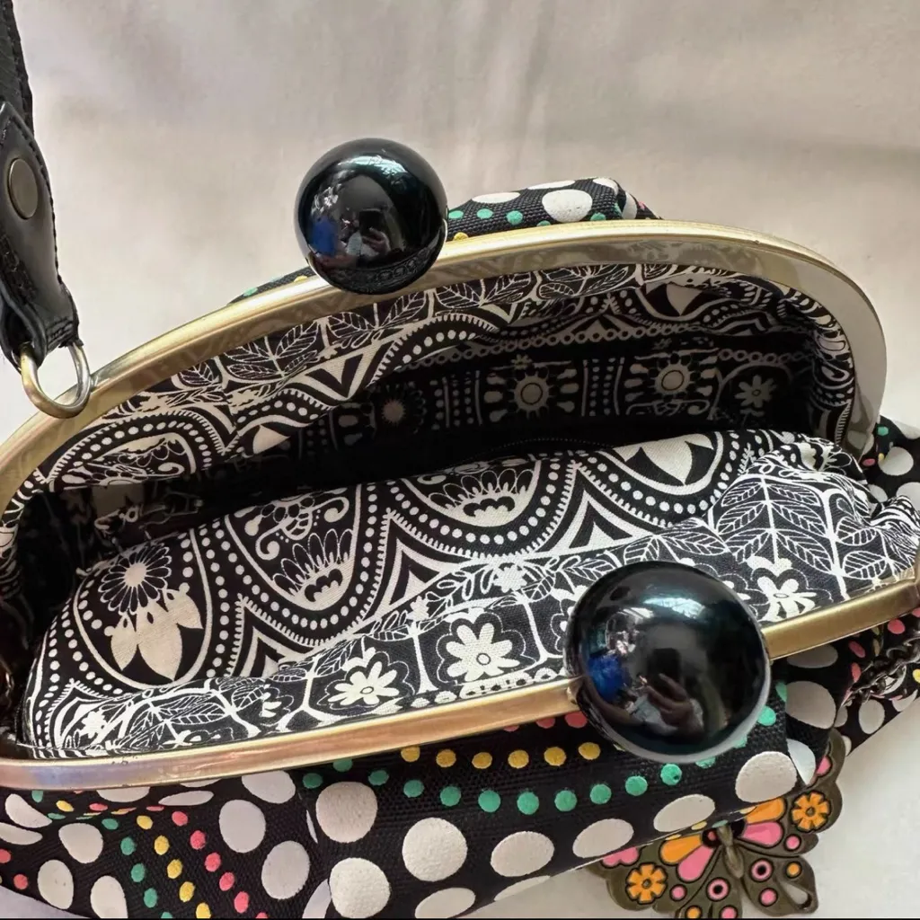 Vintage ANNASU Polka Dot Women's Handbag Black - Image 6
