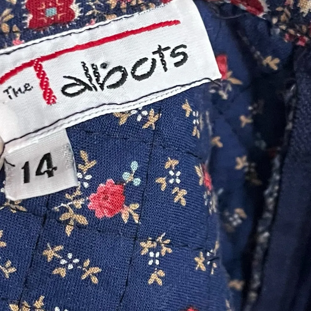 Talbots • Vintage Navy Red Floral Quilted Fit and Flare Dress - Image 4