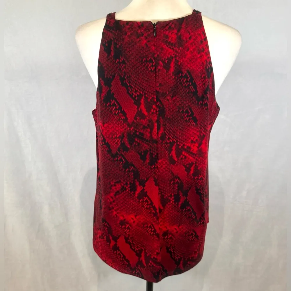 Calvin Klein red and black python snakeskin print pleated top size medium - Image 3