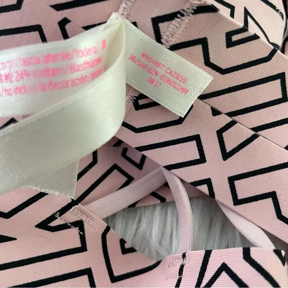 Pink Victorias Secret Blush Black Logo Bralette Bra lounge lingerie sleep M - Image 9