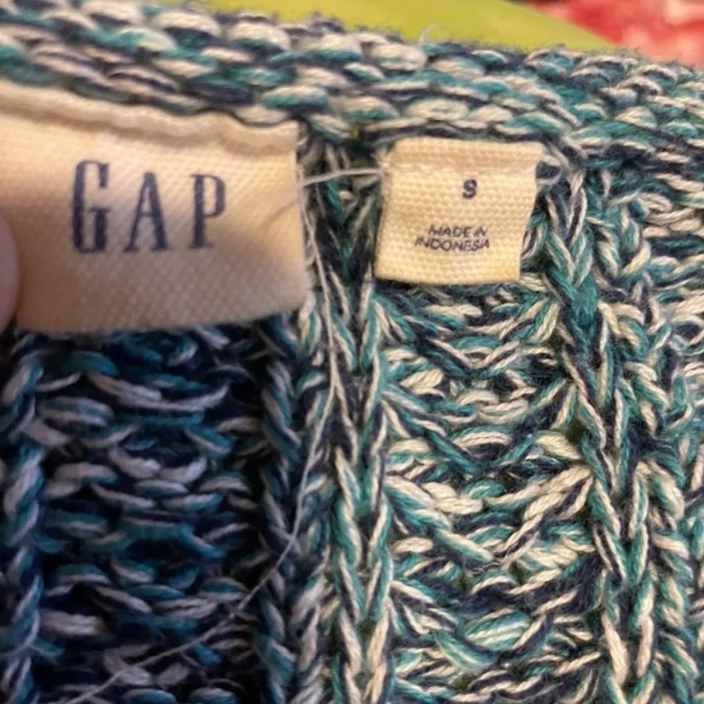 Gap Green White 100% Cotton Cable Knit long Sleeve Sweater Size Sm Preppy Cozy - Image 6