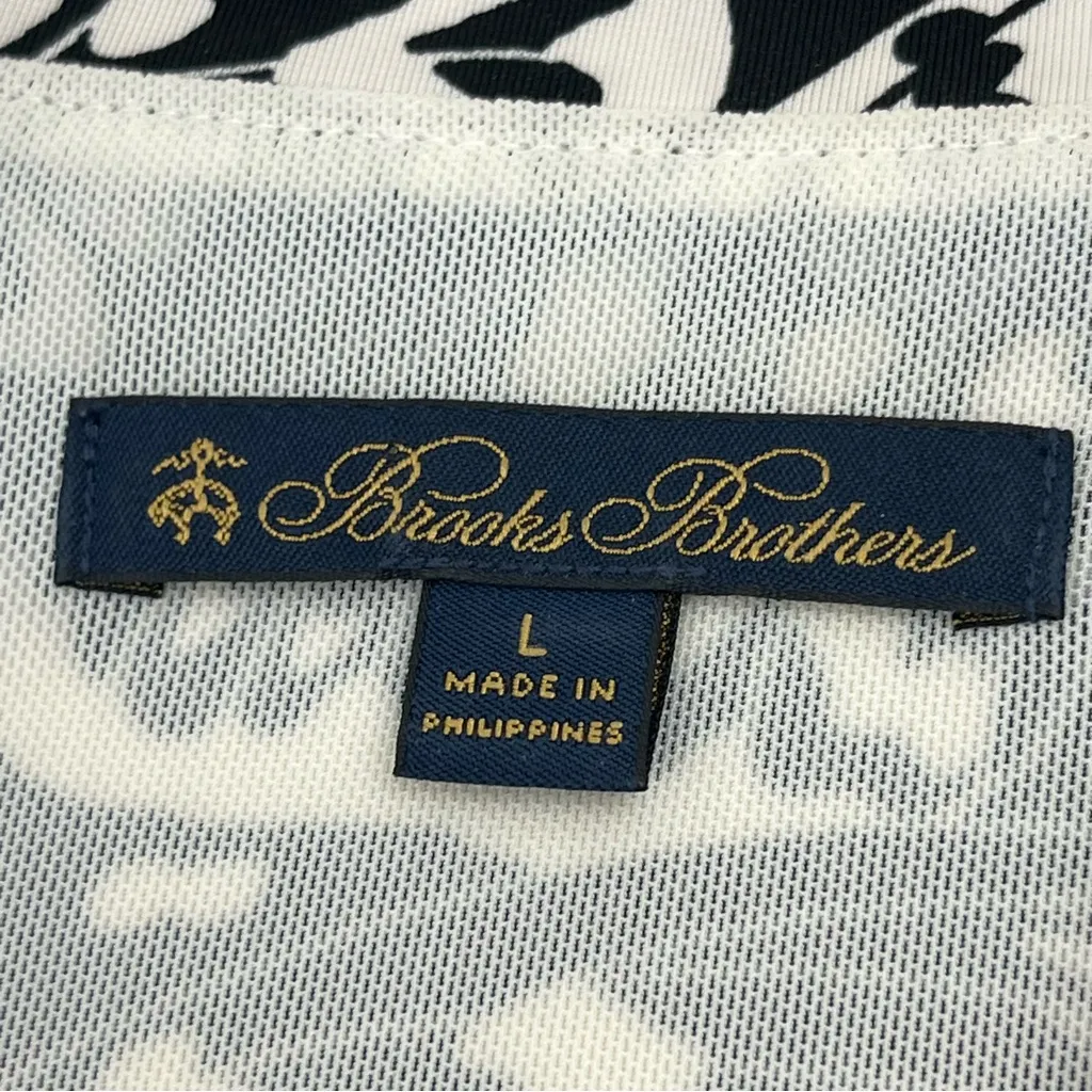 Brooks Brothers Knit Jersey Butterfly Print Wrap Dress Black White Collar Large - Image 4