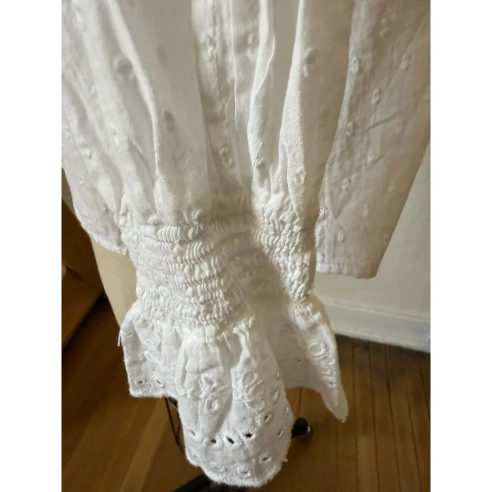 RINO & PELLE Marlot Cotton Lace White Frilly Blouse Size 38/ US 6 - Image 7