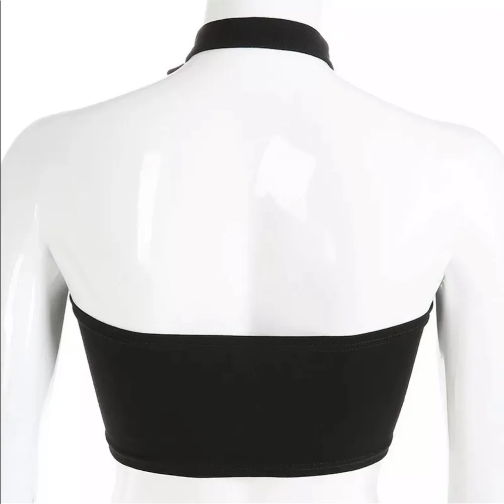Punk Gothic Sexy Halter Choker Black Crop Top Size undefined - Image 8