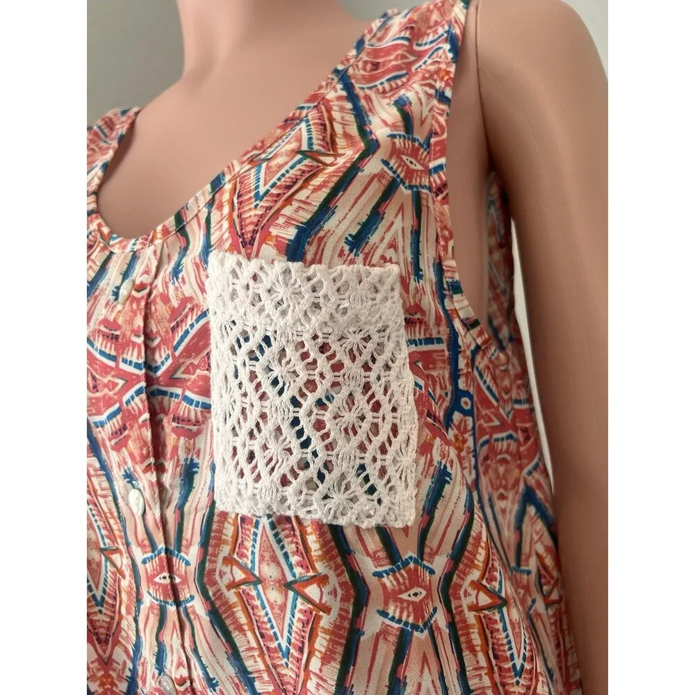 Ariat Blouse Womens Large Paisley Multicolor Aztec Southwestern Boho summer #211 - Image 4