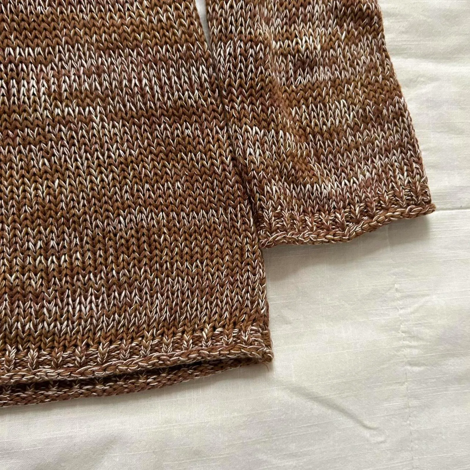 90s designer chunky knit brown marl sweater with tiny pocket Size 36 Size M - Image 5