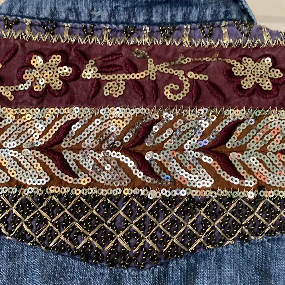 Desigual Sequin Embellished Denim Shirt - Size S - Image 5