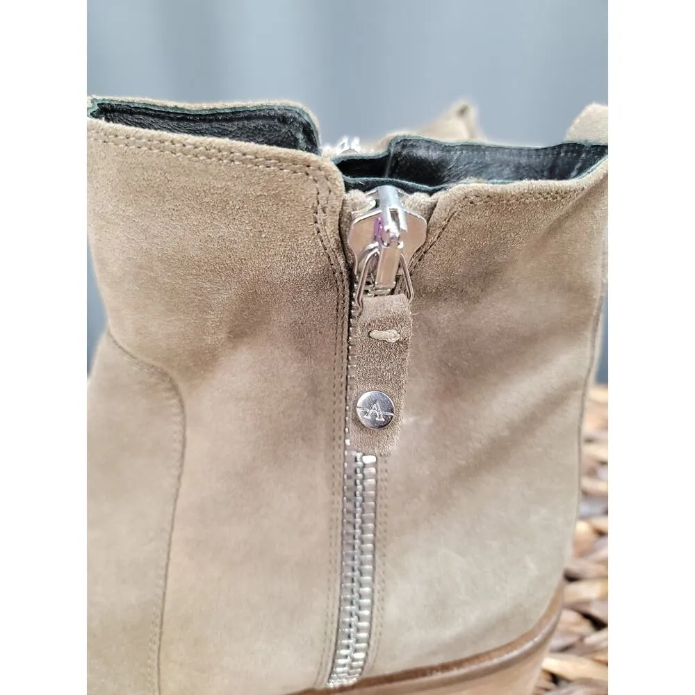 Aquatalia Colbie Ankle Boot Women 11M Brown Suede Dual Zipper Square Toe Booties - Image 3