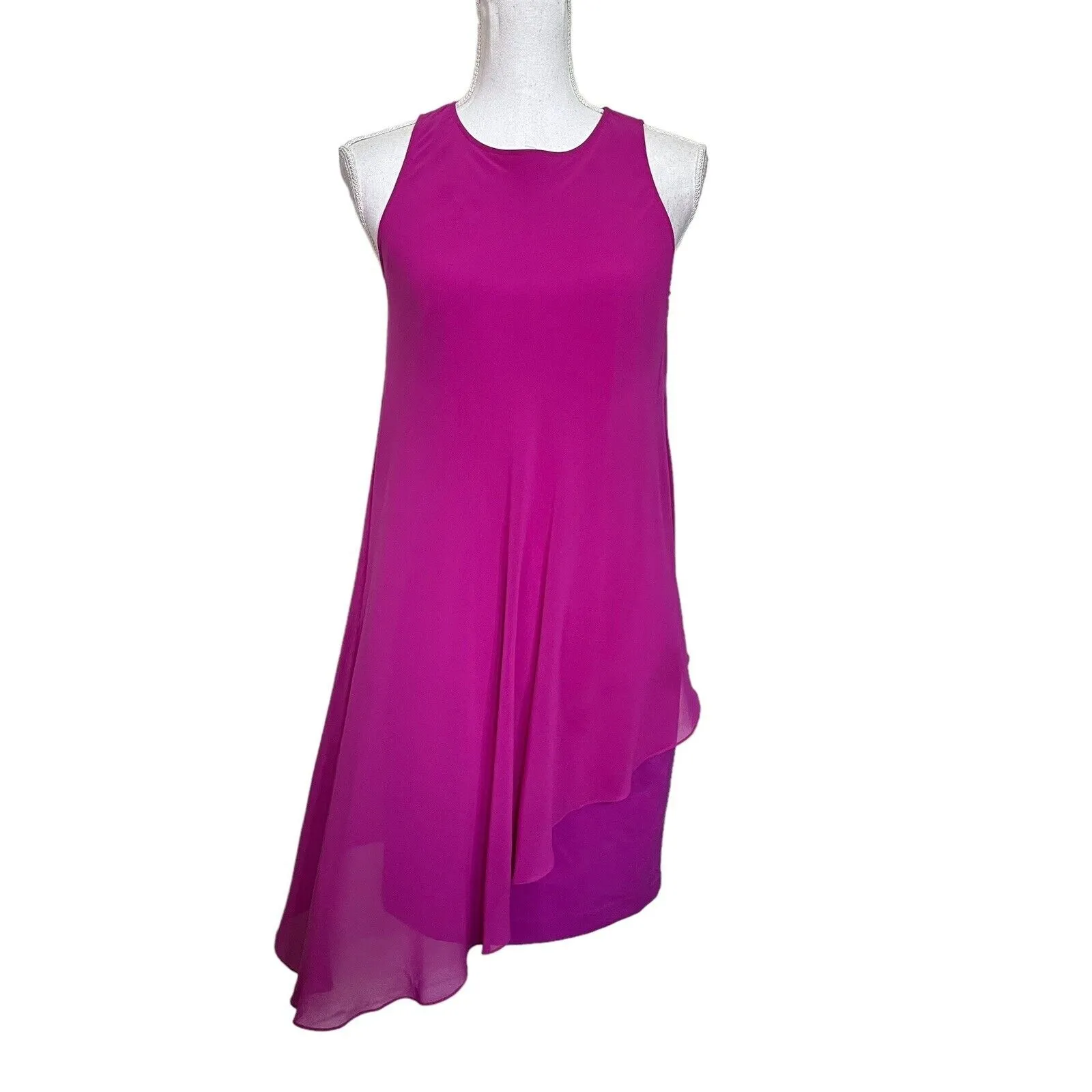 Ted Baker Locie Asymmetric Mini Dress Women’s 6 Pink Draped Overlay Sleeveless - Image 3