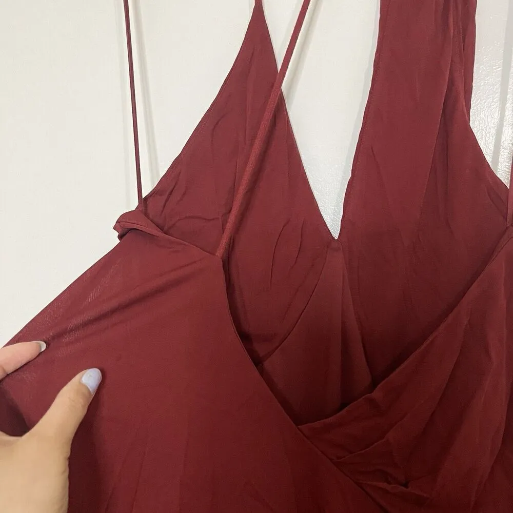 Reiss Xena Strappy Open Back Asymmetrical strap Cocktail Dress in Dark Red US 2 - Image 11