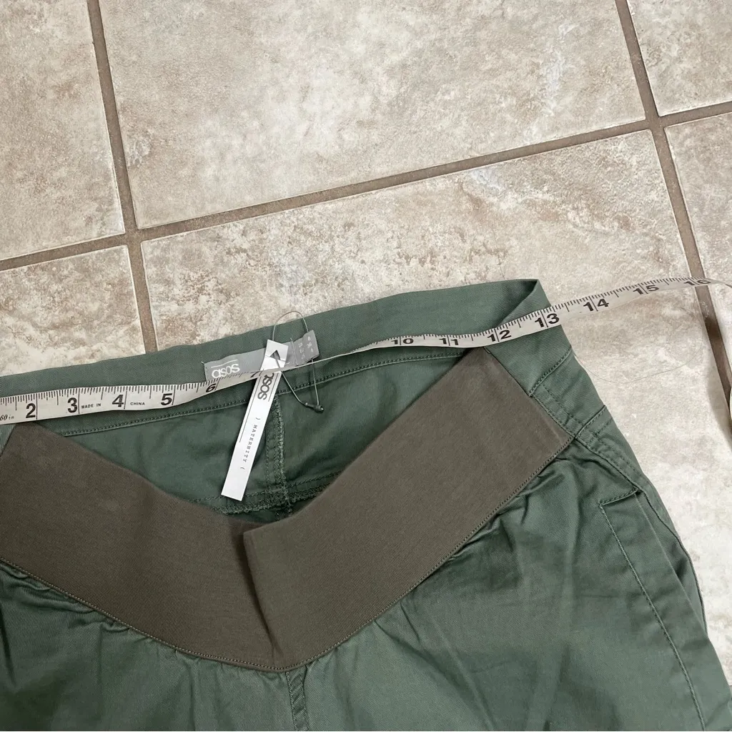 Women's ASOS Green Cargo Pleated Pants,‎ Size 4, NWt STRETCH WAIST military - Image 8