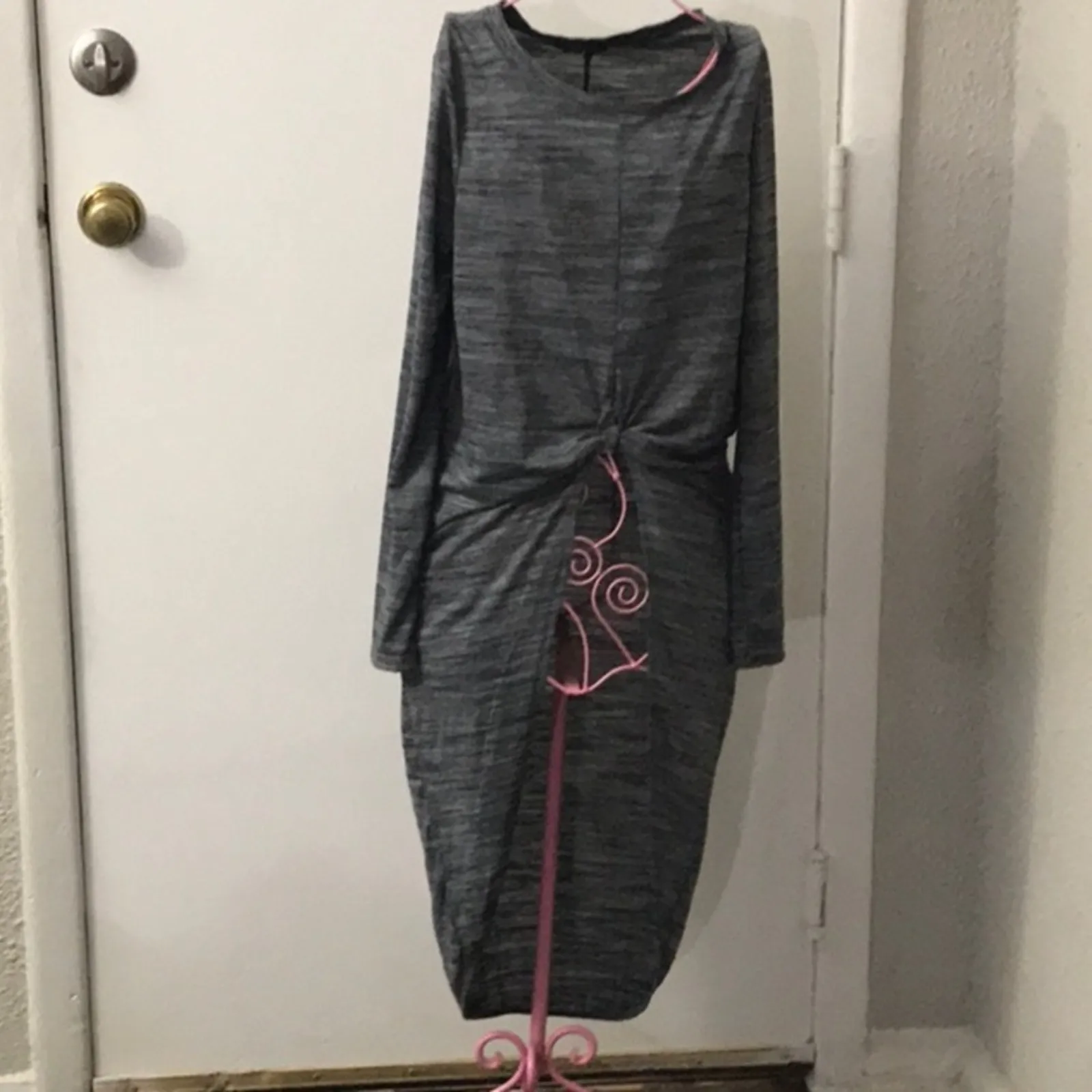 Cotton On Gray Knot Front Top S NEW Casual Futuristic Minimalist Cozycore Tunic - Image 3