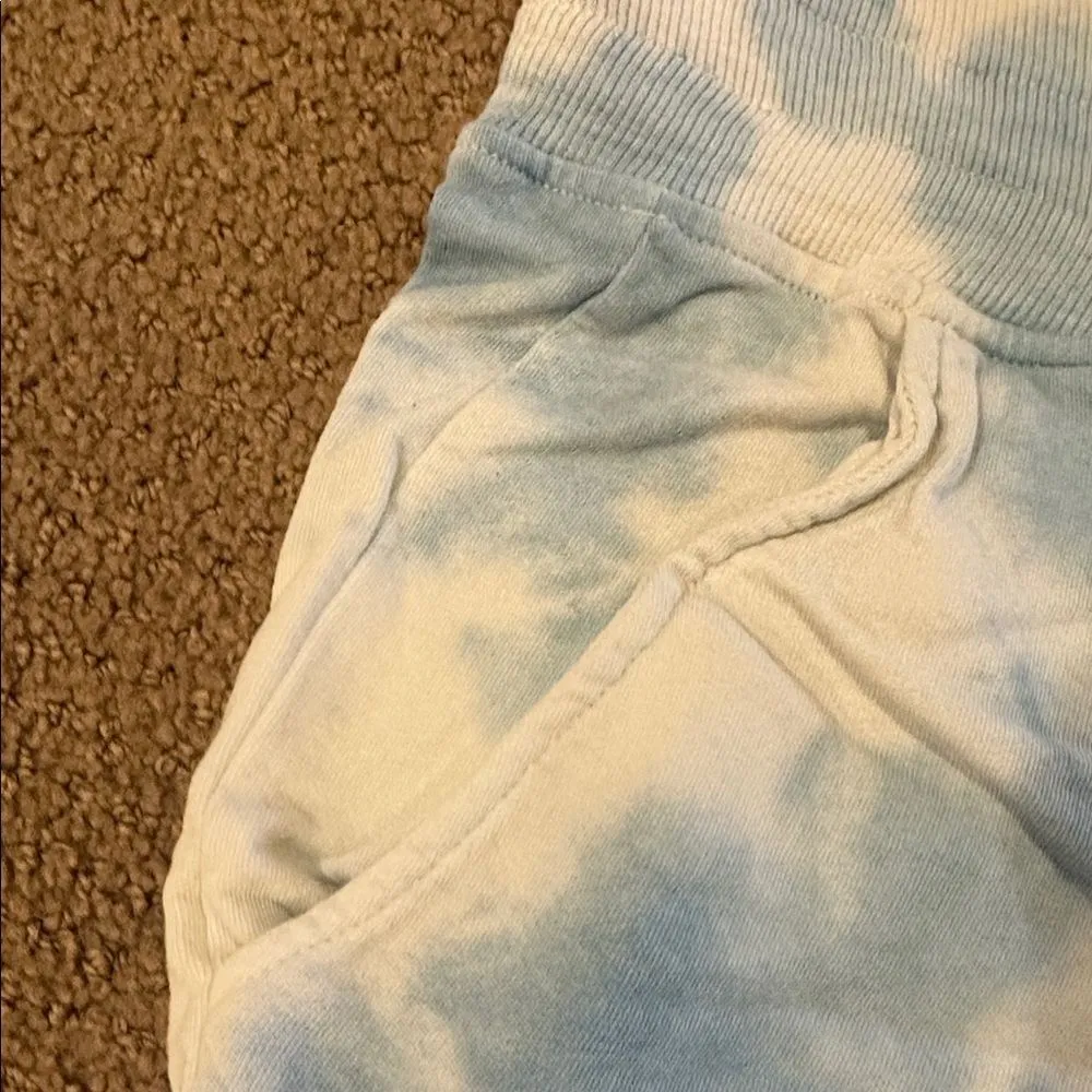 Fate Blue and White Tie Dye Ripped Sweatshirt & Shorts Loungewear Set Size Small Blue - Image 3