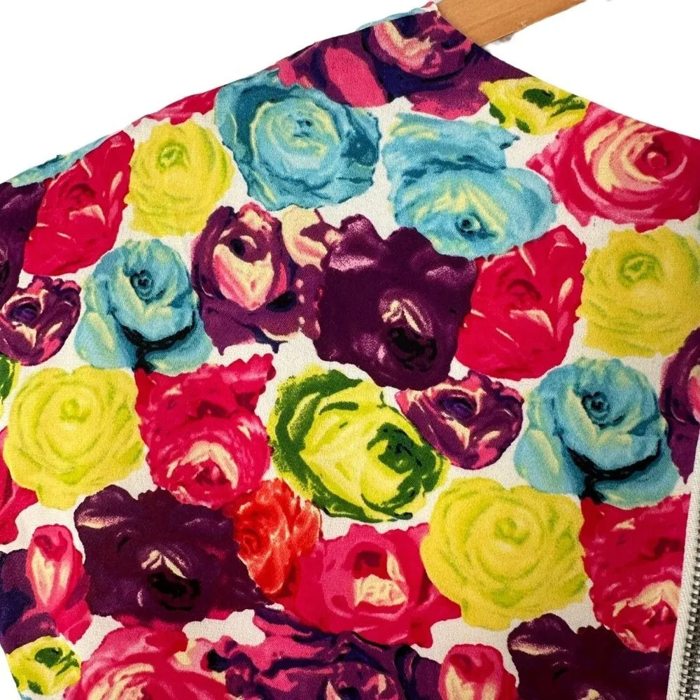Alice + Olivia Multicolor Rose Print Silk Crepe Romper Size - Image 5