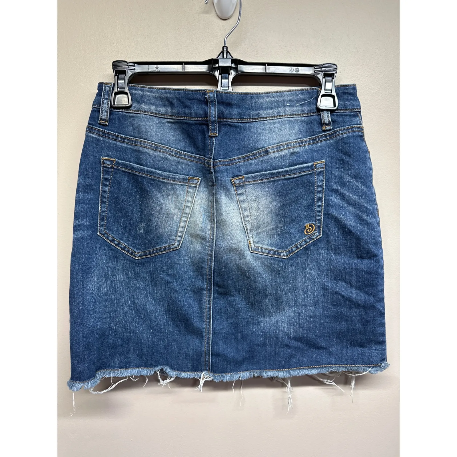 Indigo Rein Womens Blue Denim Skirt Frayed Hem Distressed Size 3 25 - Image 2