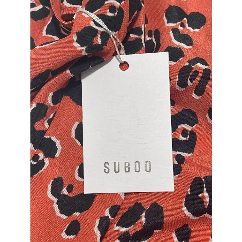 Suboo Zanzibar Bias Cut Cami Cheetah Animal Print Tank Top Coral Pink Medium NWT Orange - Image 3
