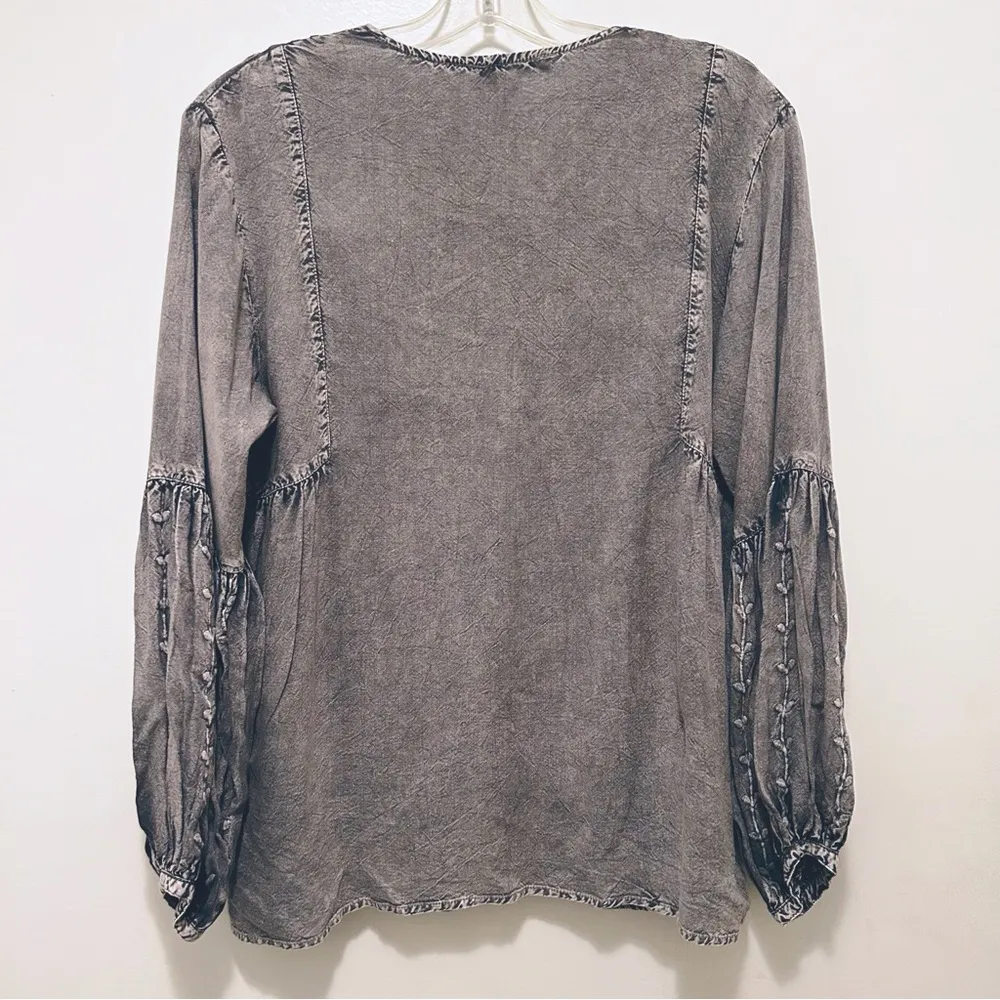 Solitaire Boho Embroidery Long Balloon Sleeves Top Small NWT - Image 2