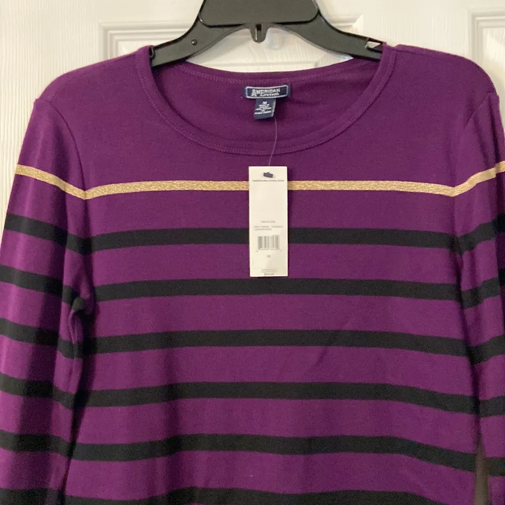 American Living Long Sleeve shirt size M length 25” bust 32” purple and black - Image 5