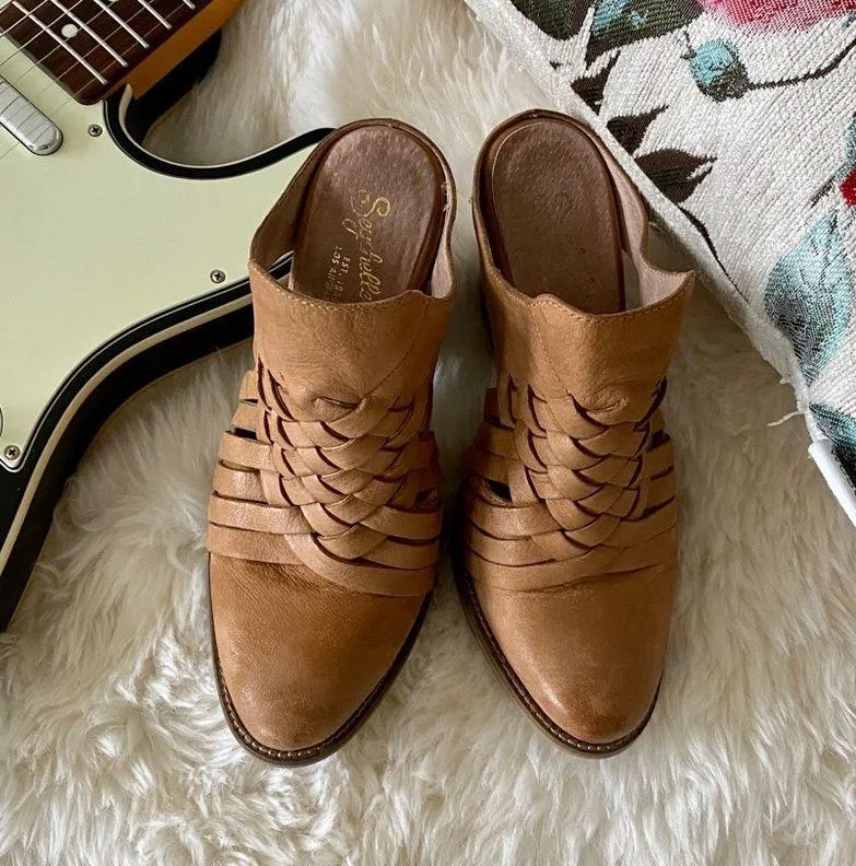 🌸Anthropologie🌸 Seychelles Tan Leather Braided Mules - Image 7