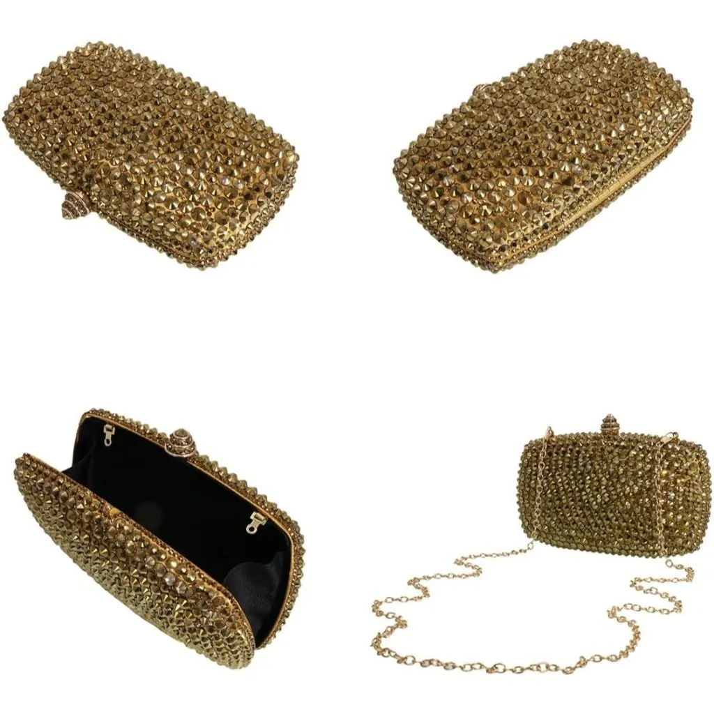 ⚡ Women's Gold Rhinestone Diamond Glitter Shining Evening Crossbody Bag - Image 6
