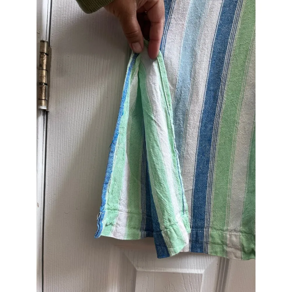 Linen Blend Striped Side Slit Waist Tie Wide Leg Pant Small Resort - Image 7