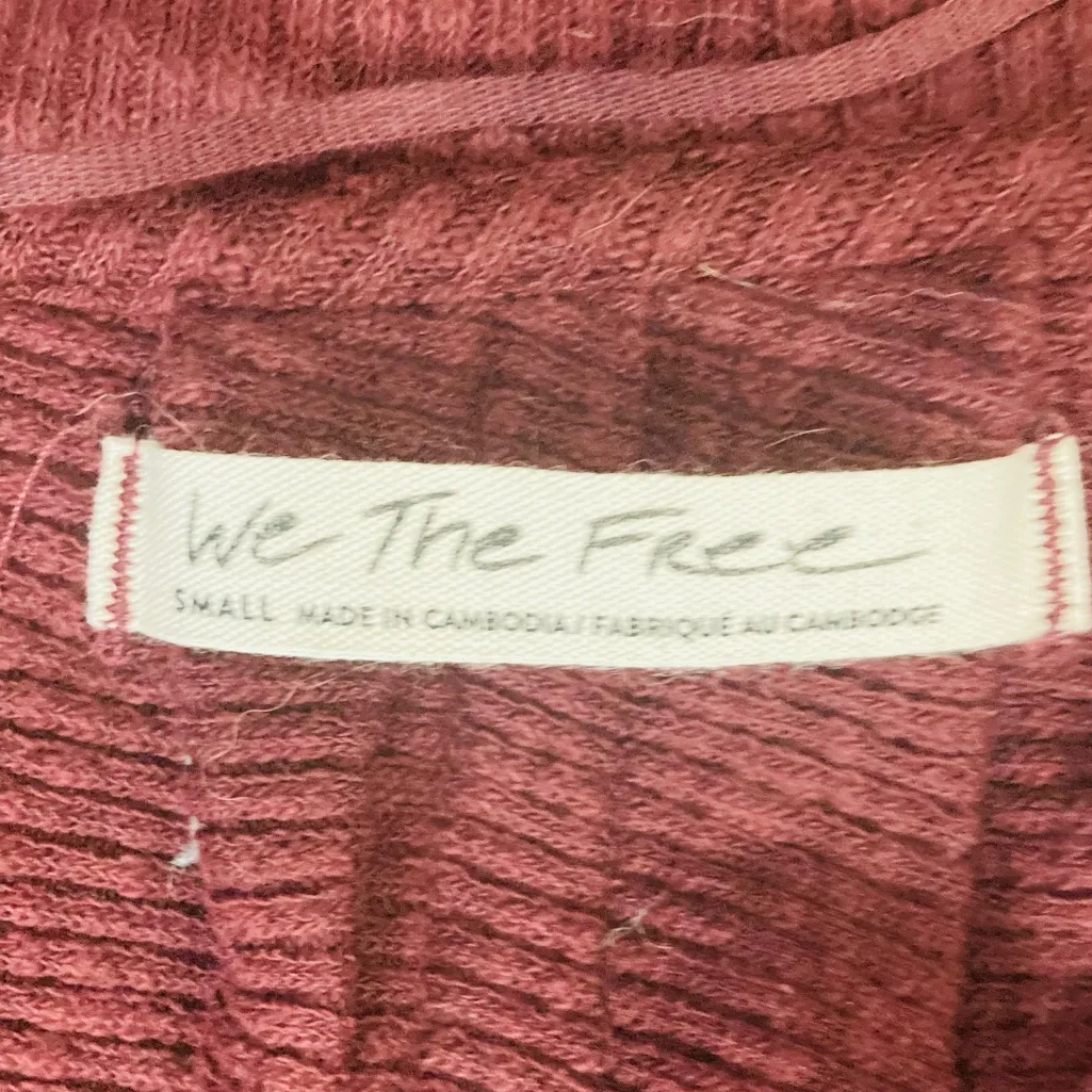 We the Free Free People burgundy colored waffle knot scoop neck oversized top. S - Image 3
