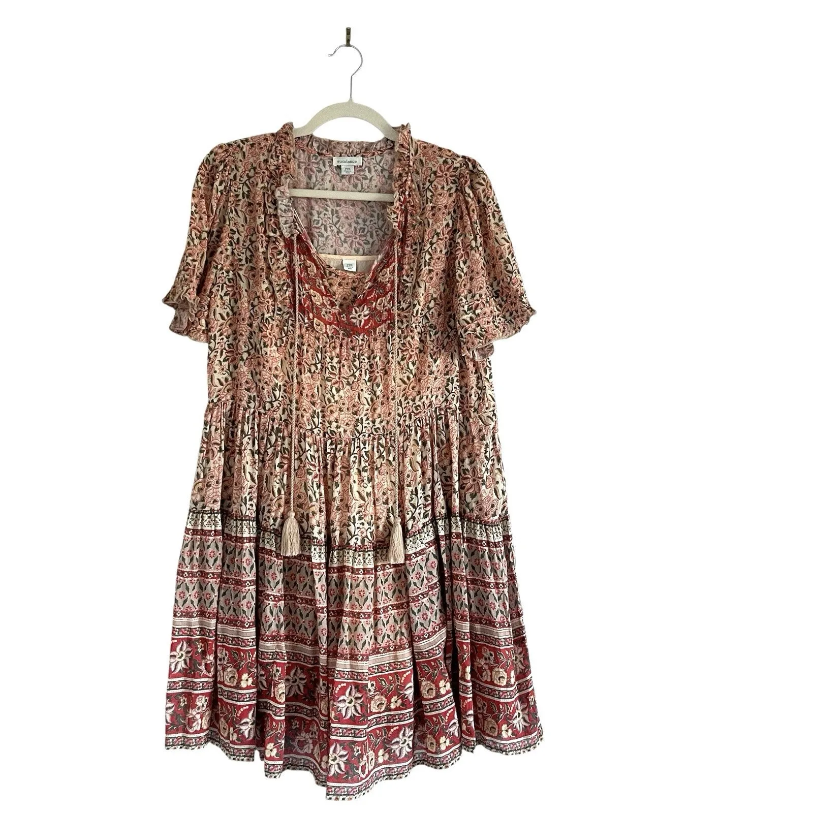 Sundance Fields of Beauty Floral Boho Tiered Peasant Dress Petit XS Romantic - Image 2