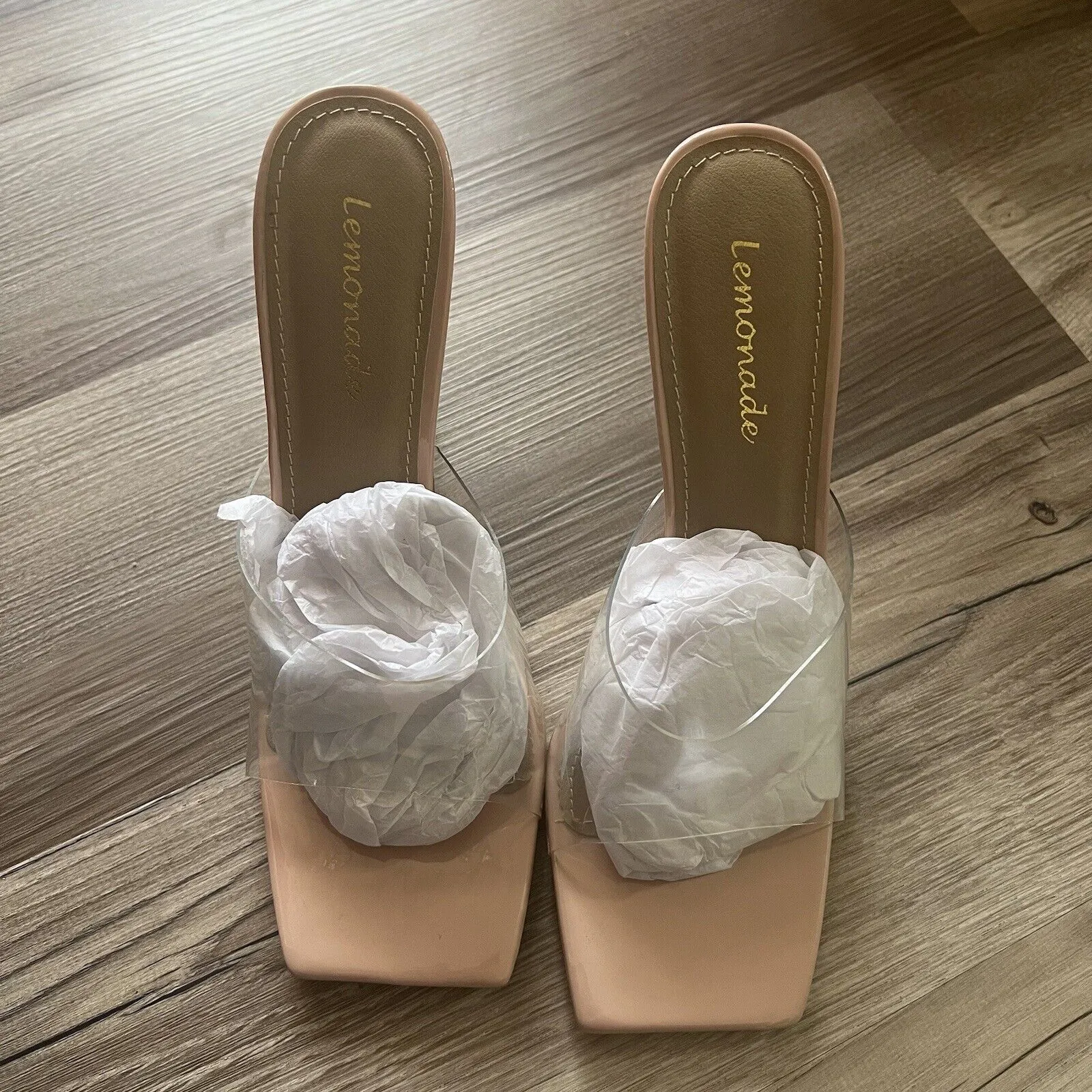 Lemonade Women's Size 7.5 Jetter Clear Cream Gold Ball Heels - Image 3