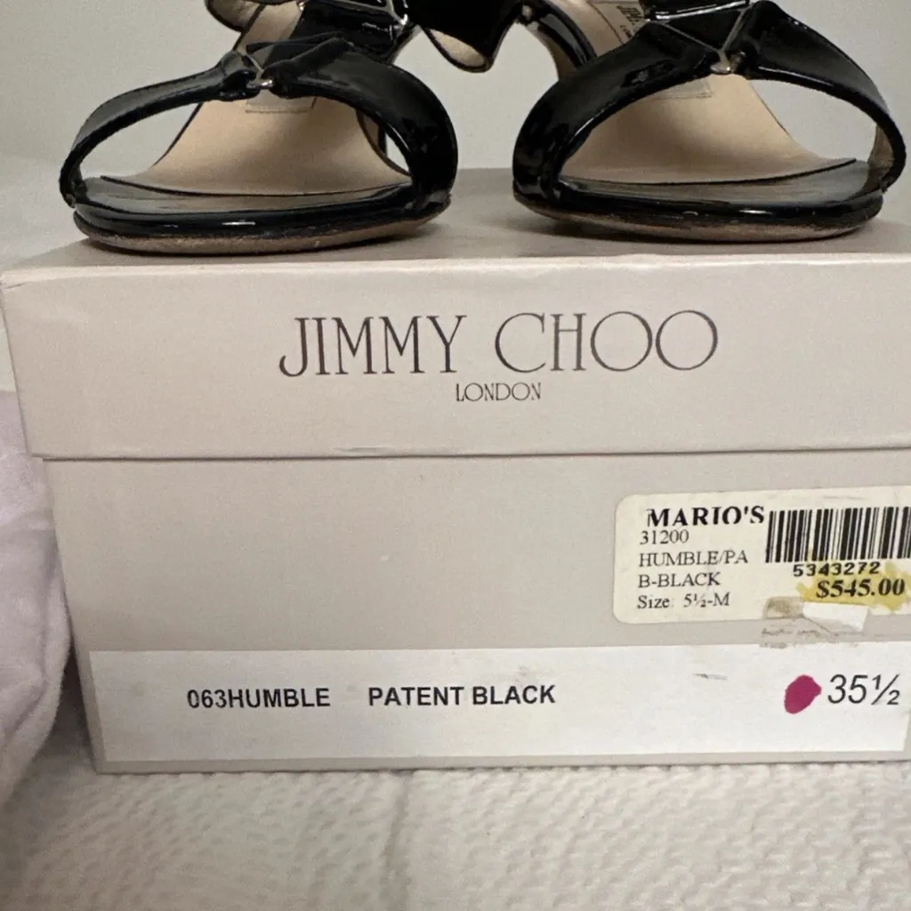 Jimmy Choo Black Patent Leather Women's Sandals Sz 5.5 - Image 2