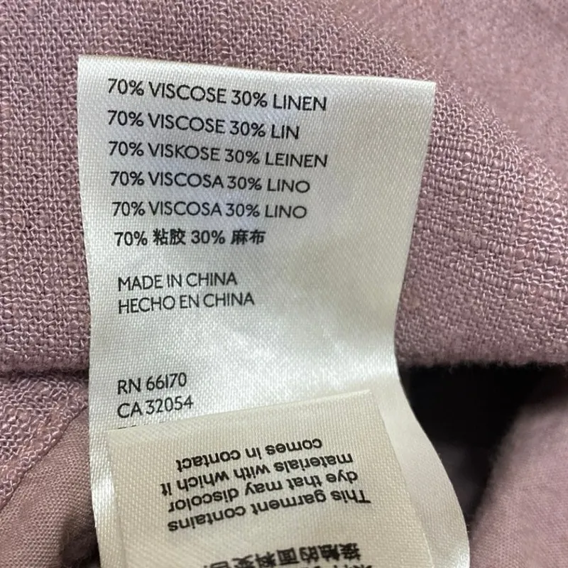 Free People Margot Pink Linen Short Sleeve Button Straight Leg Romper Jumpsuit M - Image 5