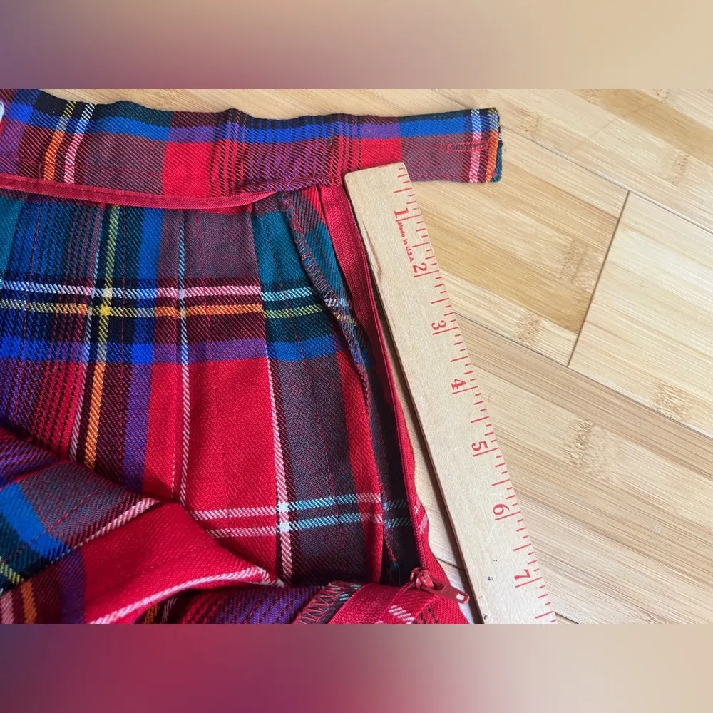 Womens Vintage Modest Tartan Plaid Pleated Midi Skirt, Academia|Size:6 - Image 11