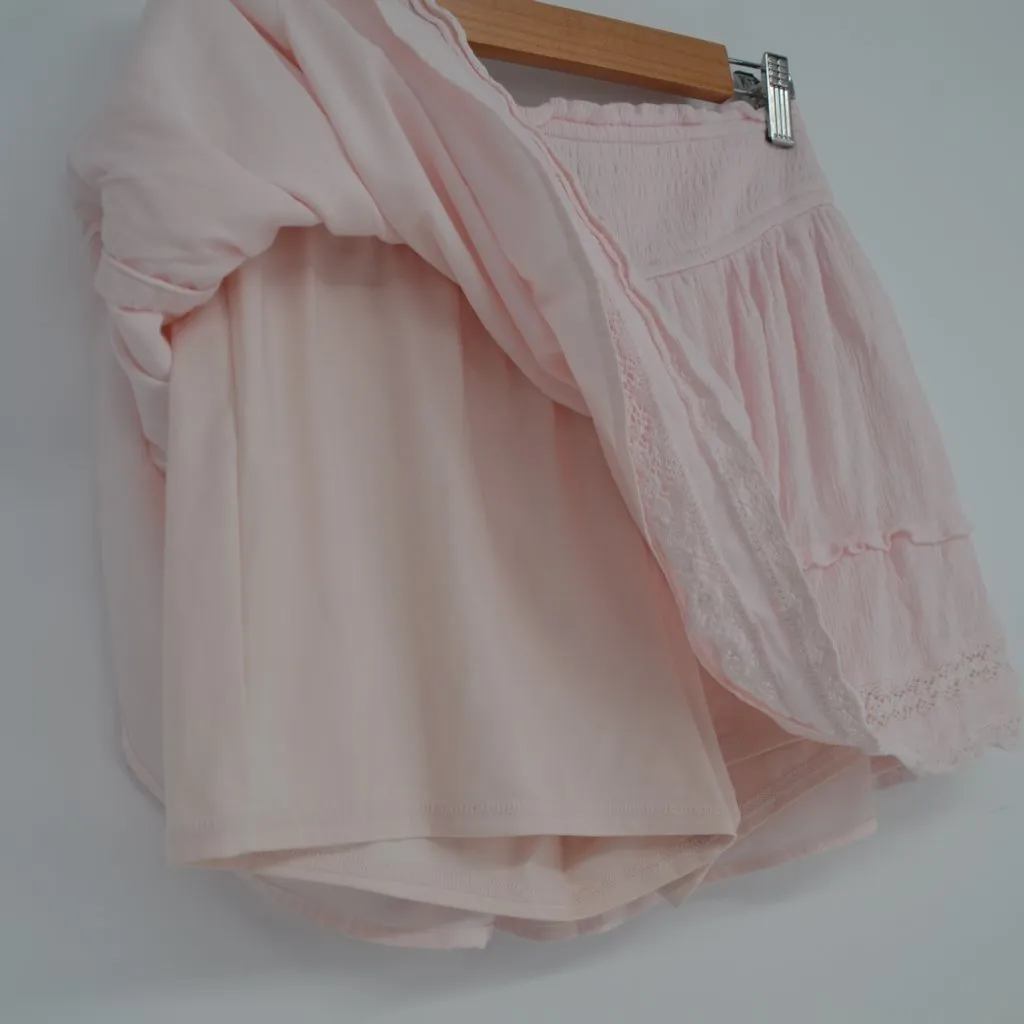 Hollister Ultra High Rise Flare Skirt Pink Women's M Smocked Lace Coquette Liner - Image 5
