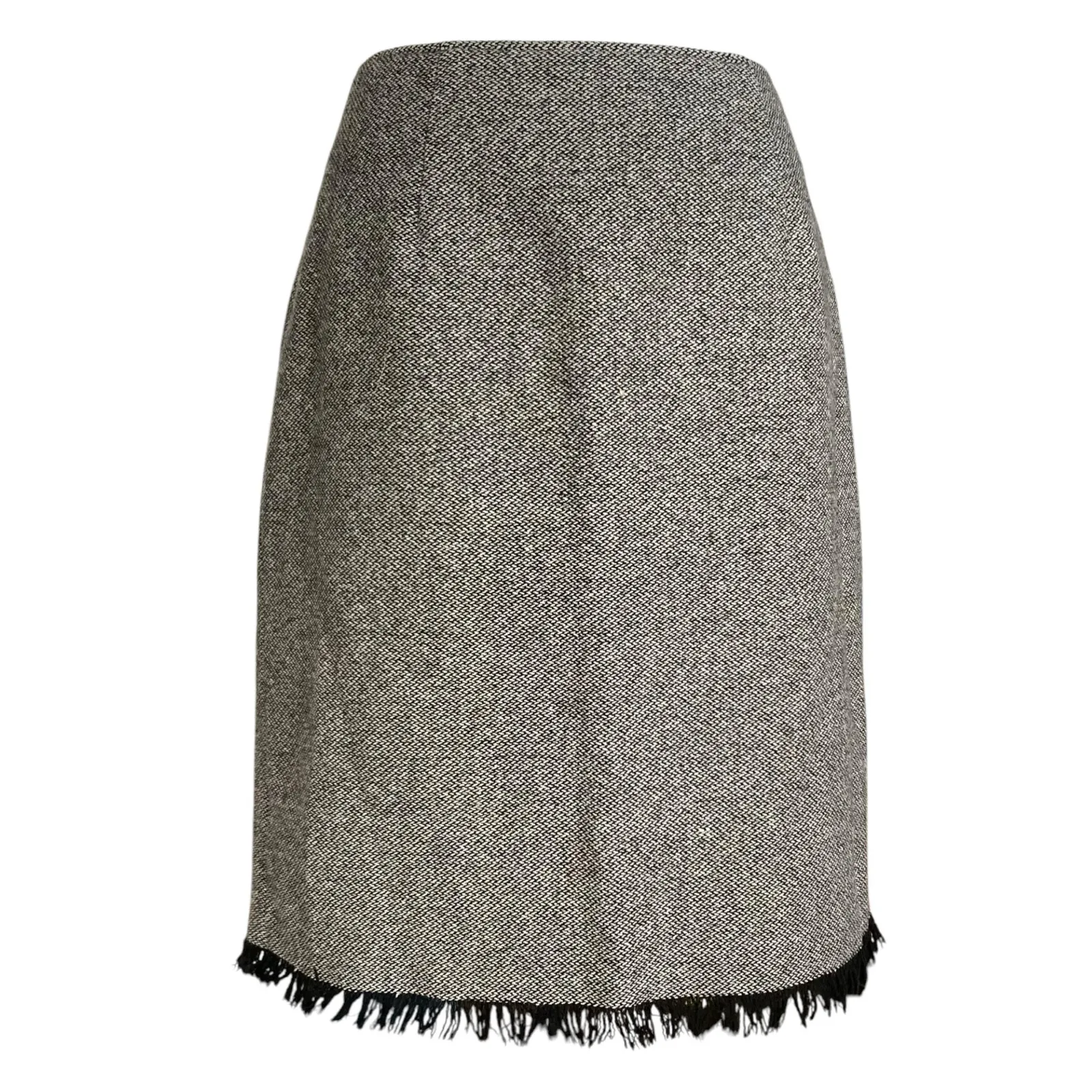 JJill Tweed Gray Fringe Wool Silk Pencil Skirt Women Sz 6 Knee Length Office Fem - Image 3