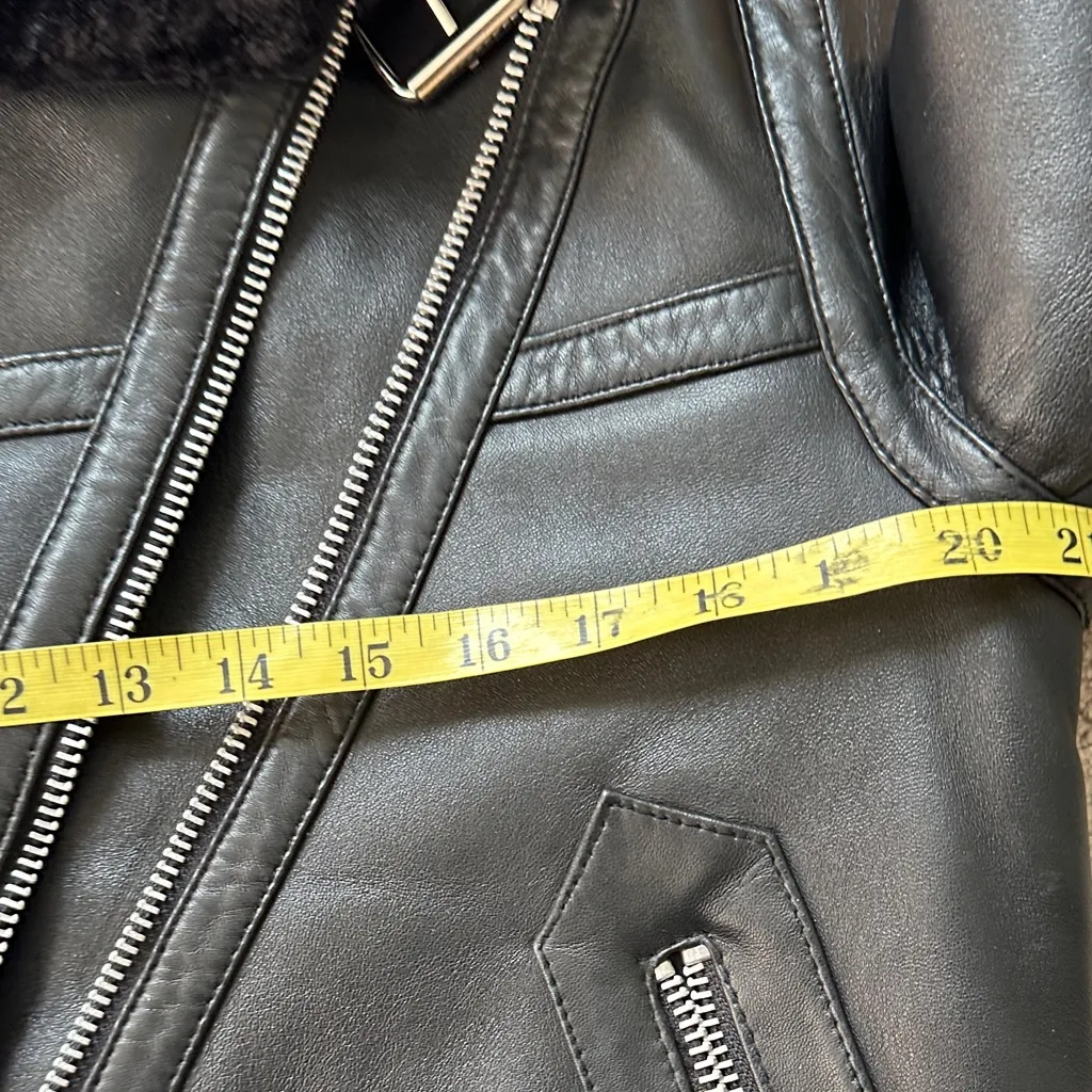 Walter Baker Black Leather Jacket with Silver Zippers - Image 9