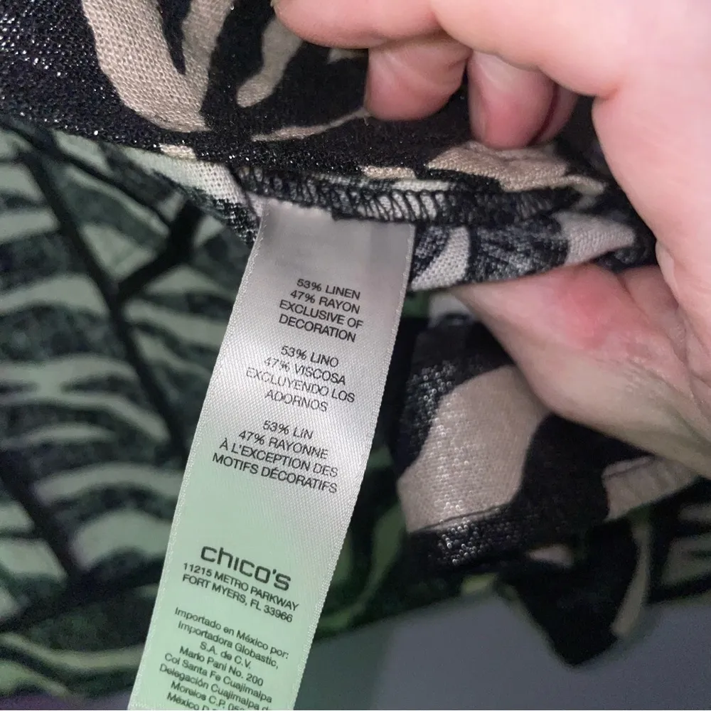 Chico's  Size L Linen Zebra Print Sleeveless Vest Collar - Image 6