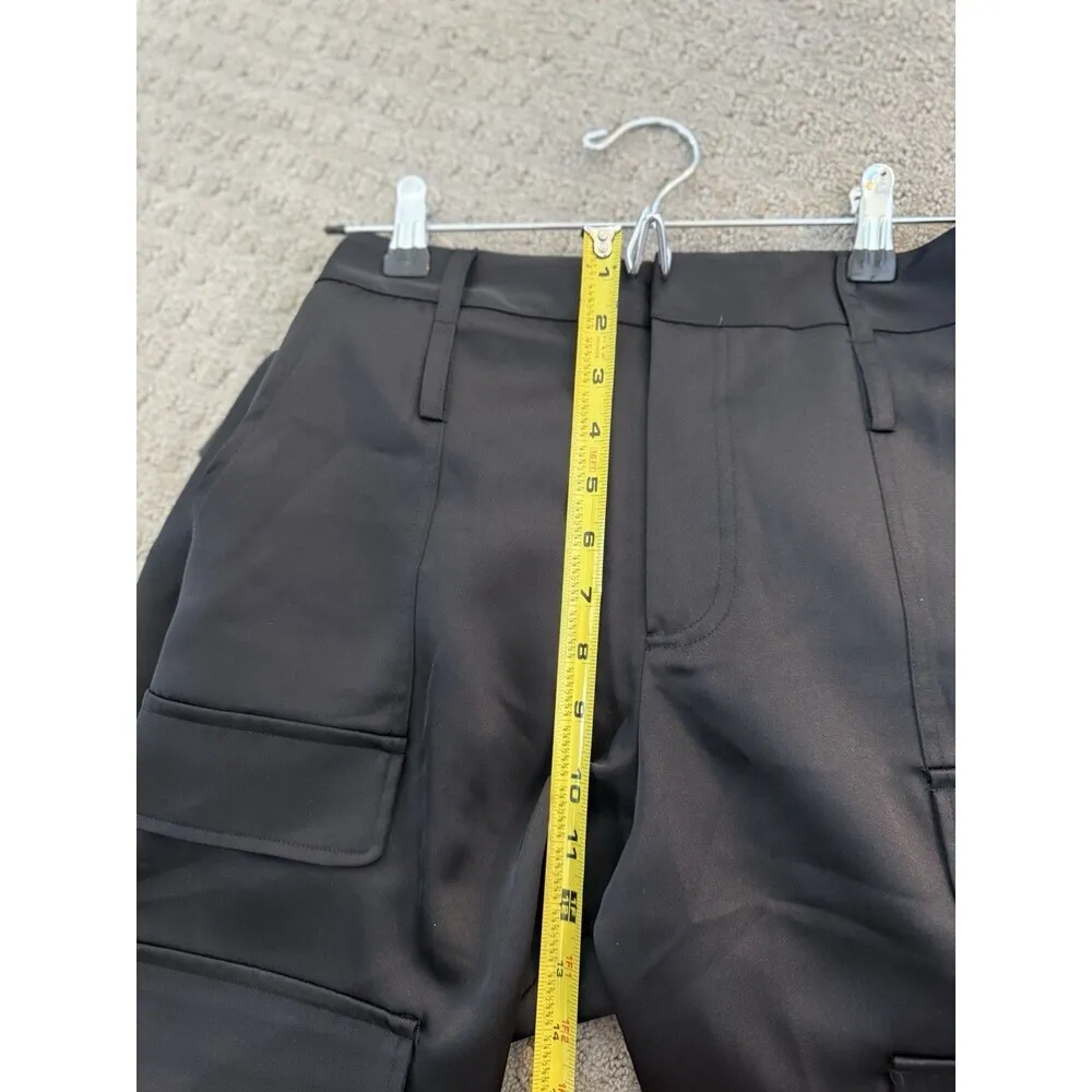 Noli MILAN SATIN CARGO PANT luxury mid rise side pockets women Black Size 2 - Image 10