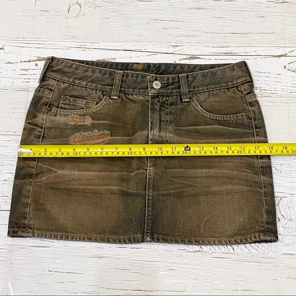 7 For All Mankind Distressed Denim Skirt 27 - Image 7
