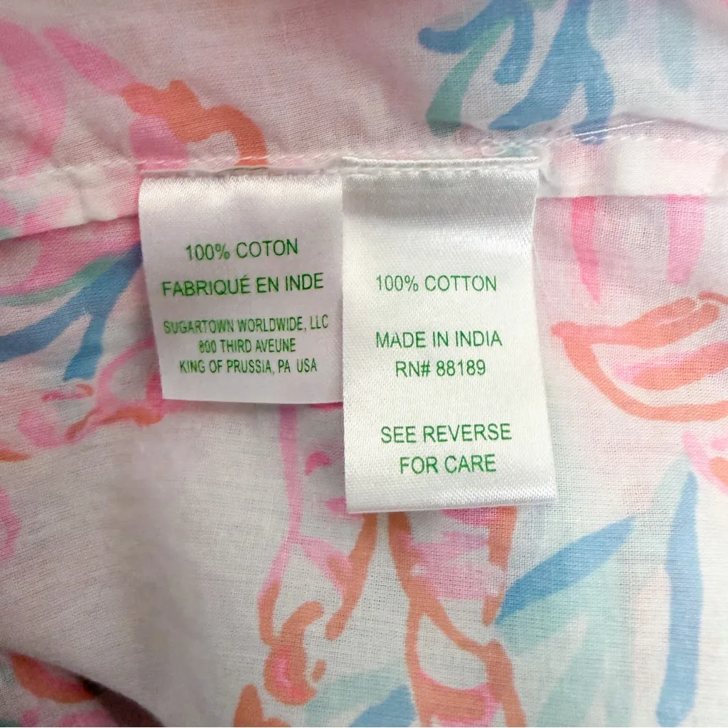 Lilly Pulitzer White Pink Amelia Island Getting Steamy Crabs Notch V Tunic XL - Image 8