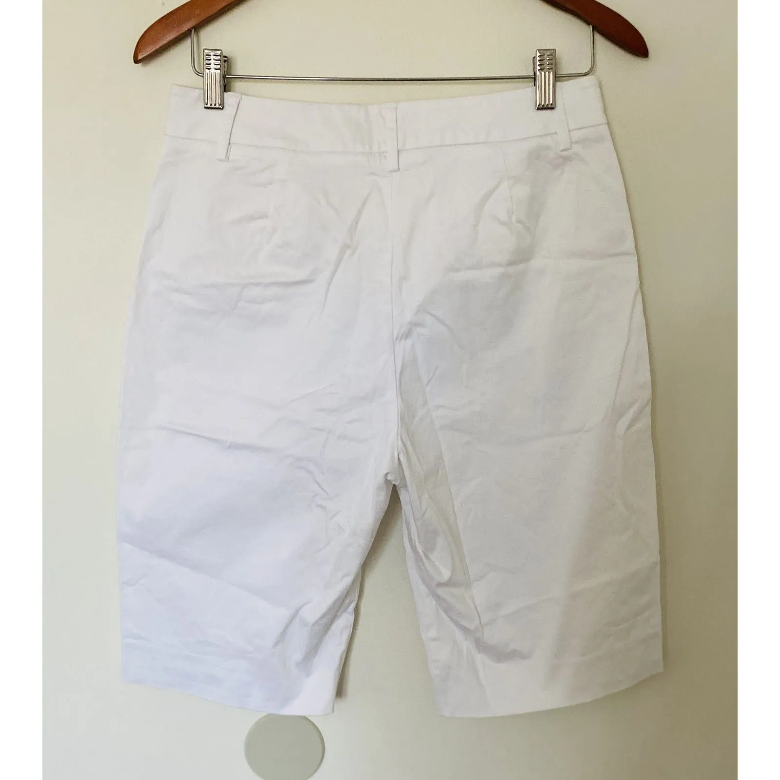Pendleton Modern White Cotton Stretch High Rise Bermuda Pockets Summer Shorts 6 - Image 4
