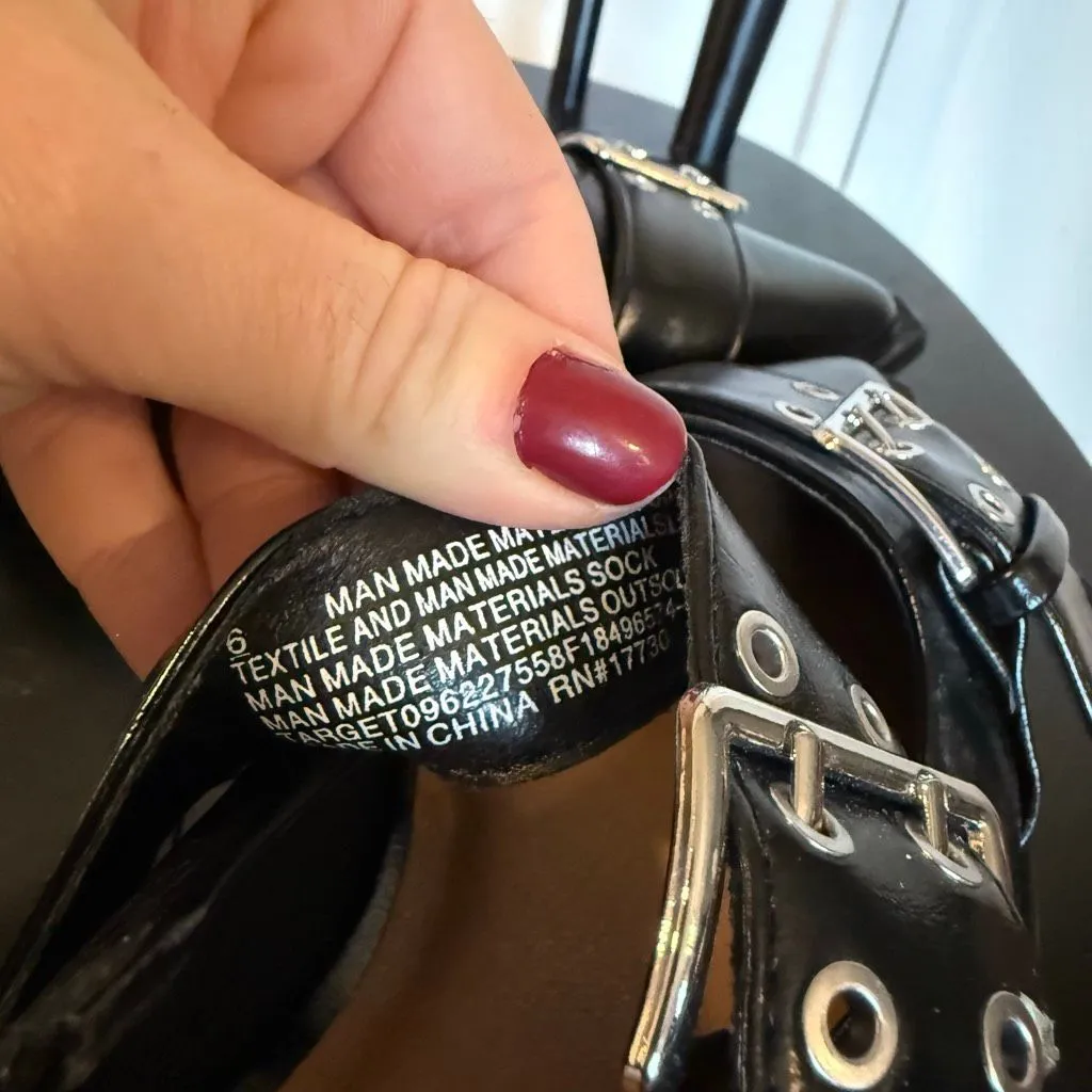 Wild Fable Peyton double buckle black point toe sling back flats size 6 - Image 9