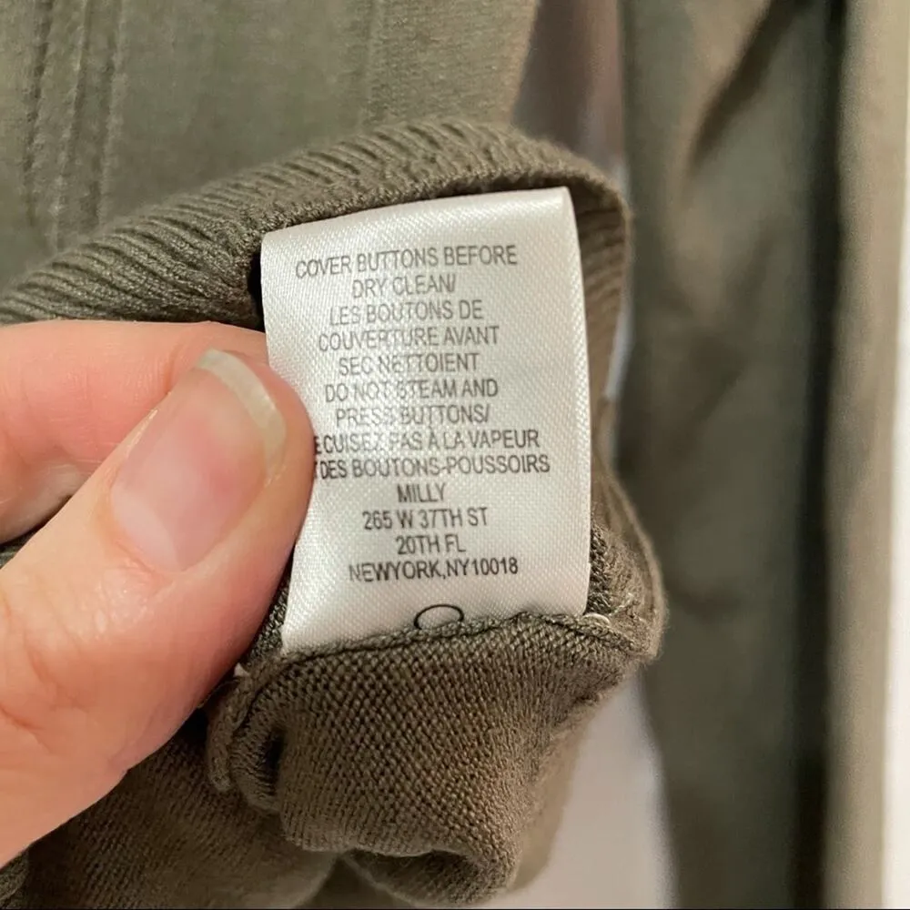 Milly Green Knit Oversized Button Front Cardigan Sweater Womens L Dark Academia - Image 7