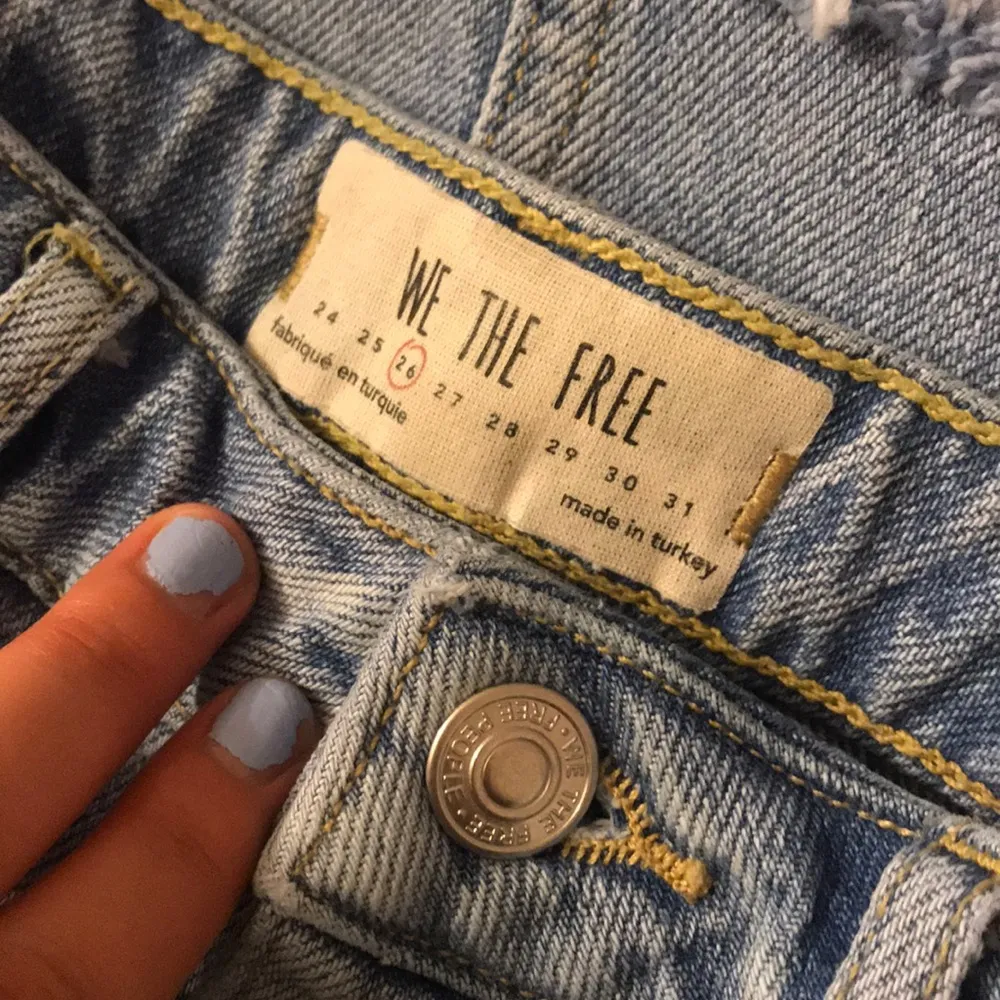 Free People Light Wash Distressed Denim Skirt - Image 3