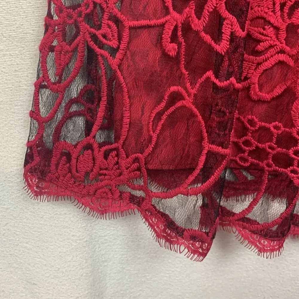 Adrianna Papell women's size 22w 2x formal dress red lace black knee length gues - Image 9