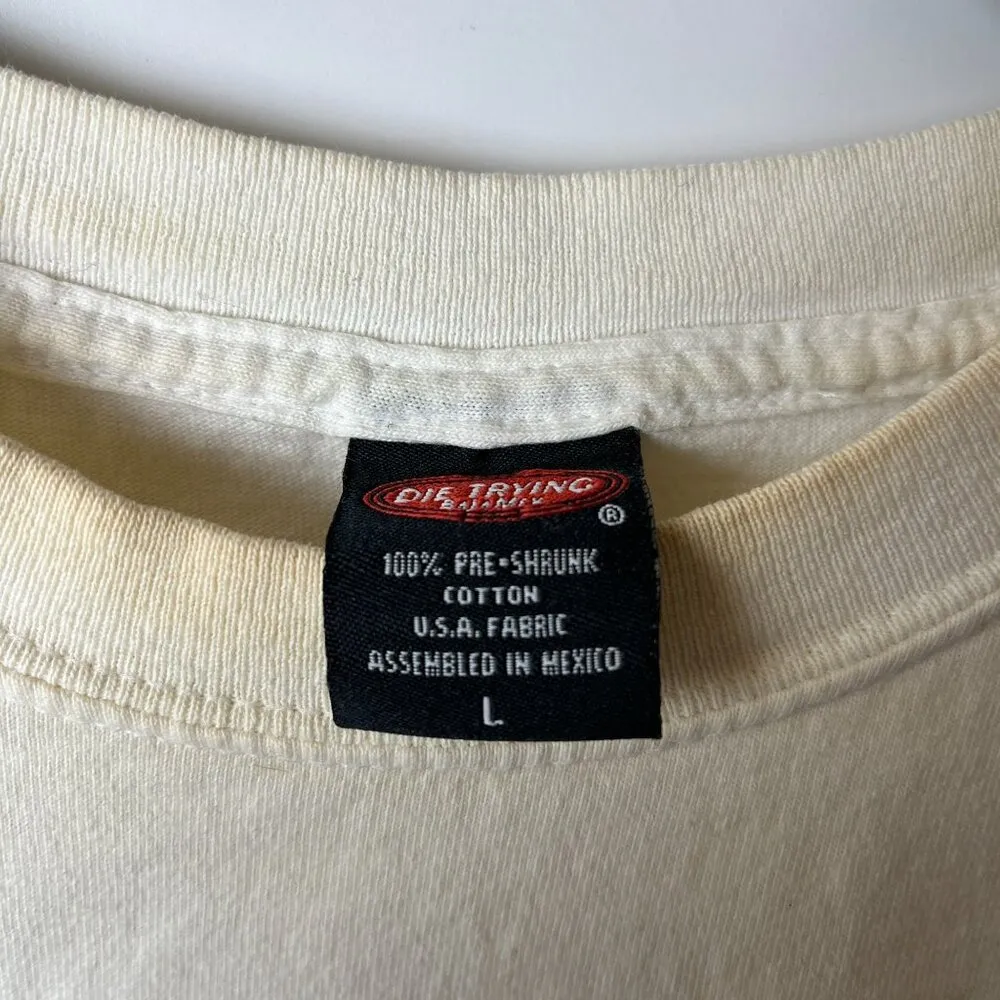 Distressed Vintage Y2K Die Trying Baja Max T Shirt White Large L Statement Solid - Image 4