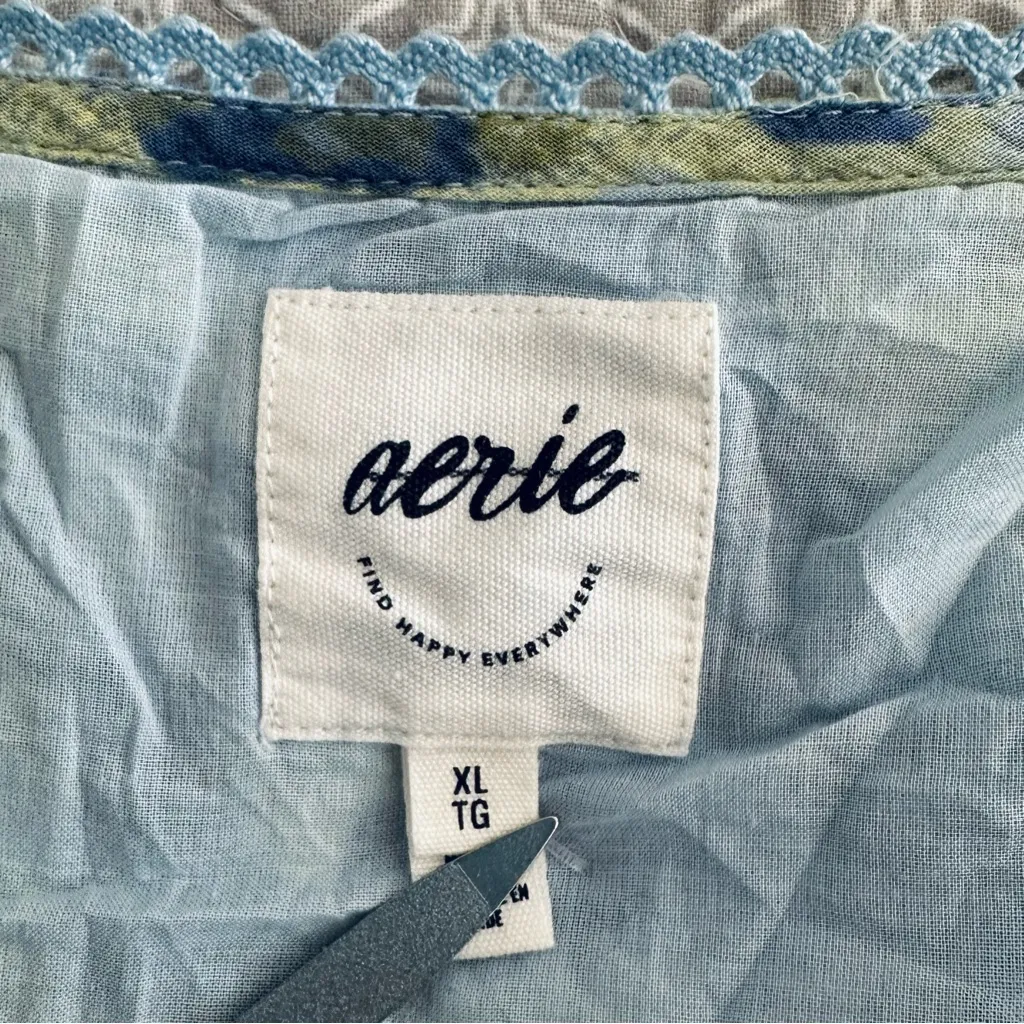 Aerie Rock 'N' Ruffle Mini Dress Blue Yellow Floral Size XL - New without tags! - Image 5