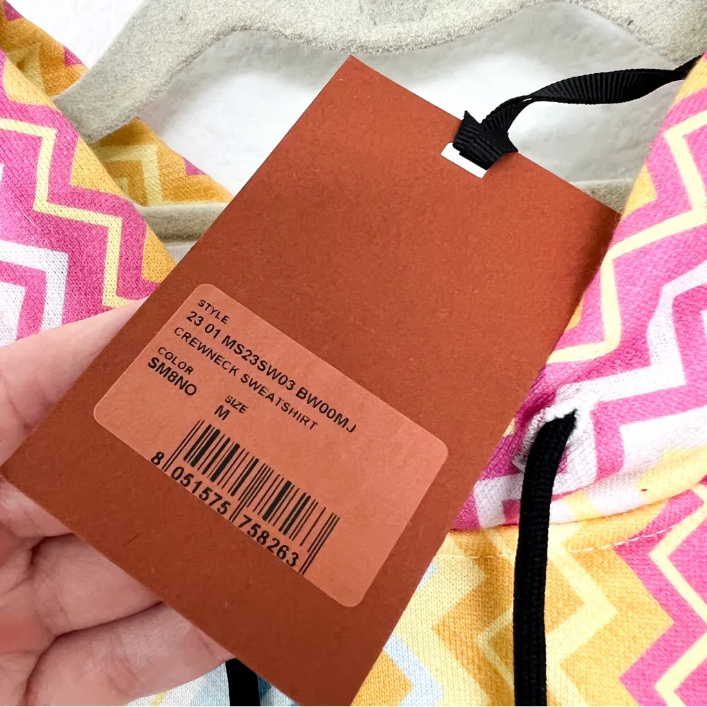 NWT Missoni Chevron Print Cotton Crewneck Sweatshirt Hoodie - Image 5
