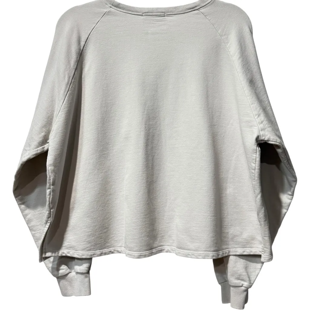 Judith March Taco Mode Chenille Varsity Patch Sweatshirt Off White Cotton Large - Image 2